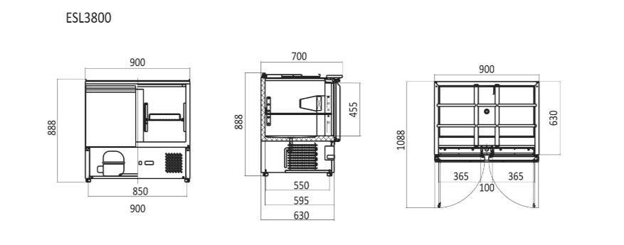 Atosa Two Doors Sliding Lid Saladette