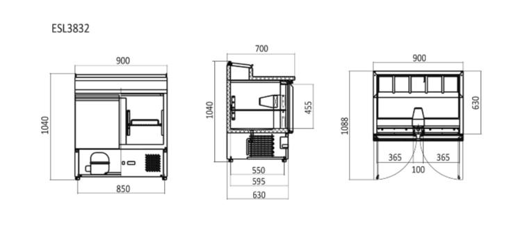 Atosa Two Doors Open Top Saladette