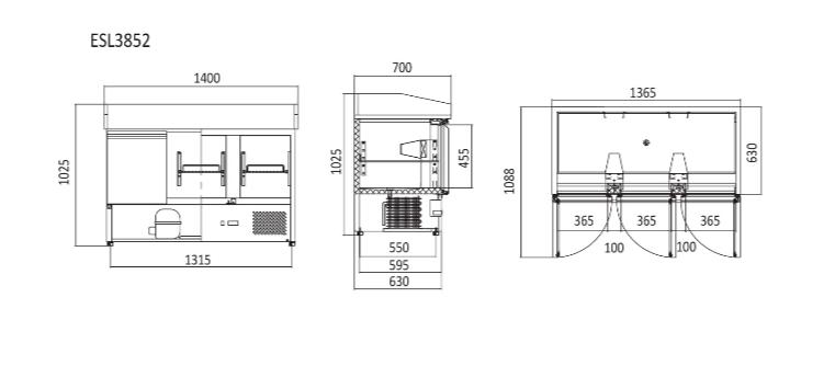 Atosa Three Doors Pizza Table