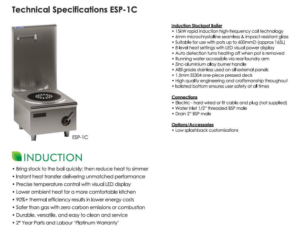 Luus 1 Burner Induction Stockpot Boiler ESP-1C