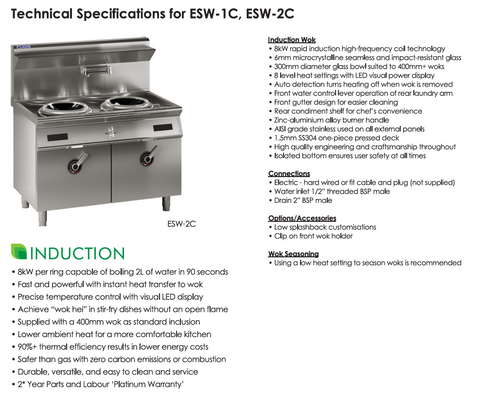 Luus 2 Burner Induction Standard Wok ESW-2C