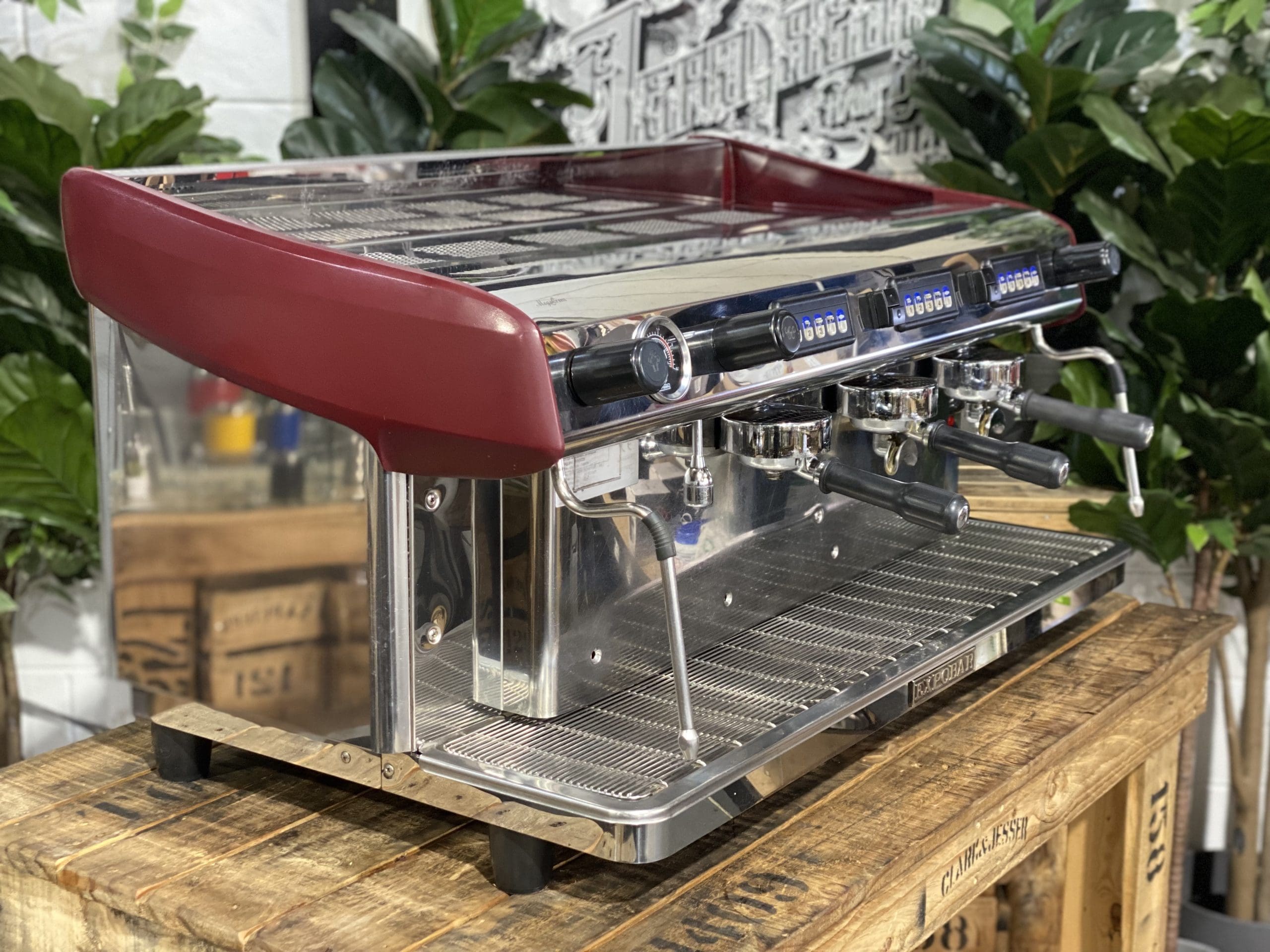 Expobar MegaCrem High Cup 3 Group Stainless & Red Espresso Coffee Machine