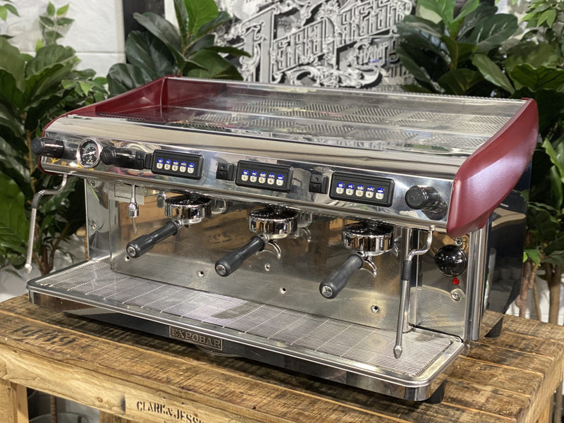 Expobar MegaCrem High Cup 3 Group Stainless & Red Espresso Coffee Machine