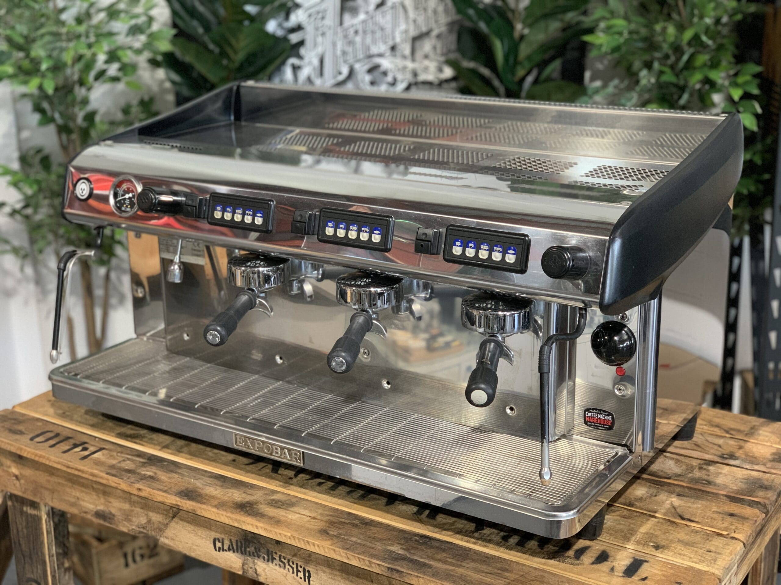 Expobar MegaCrem Auto Steam - 3 Group Commercial Espresso Machine - Stainless Steel