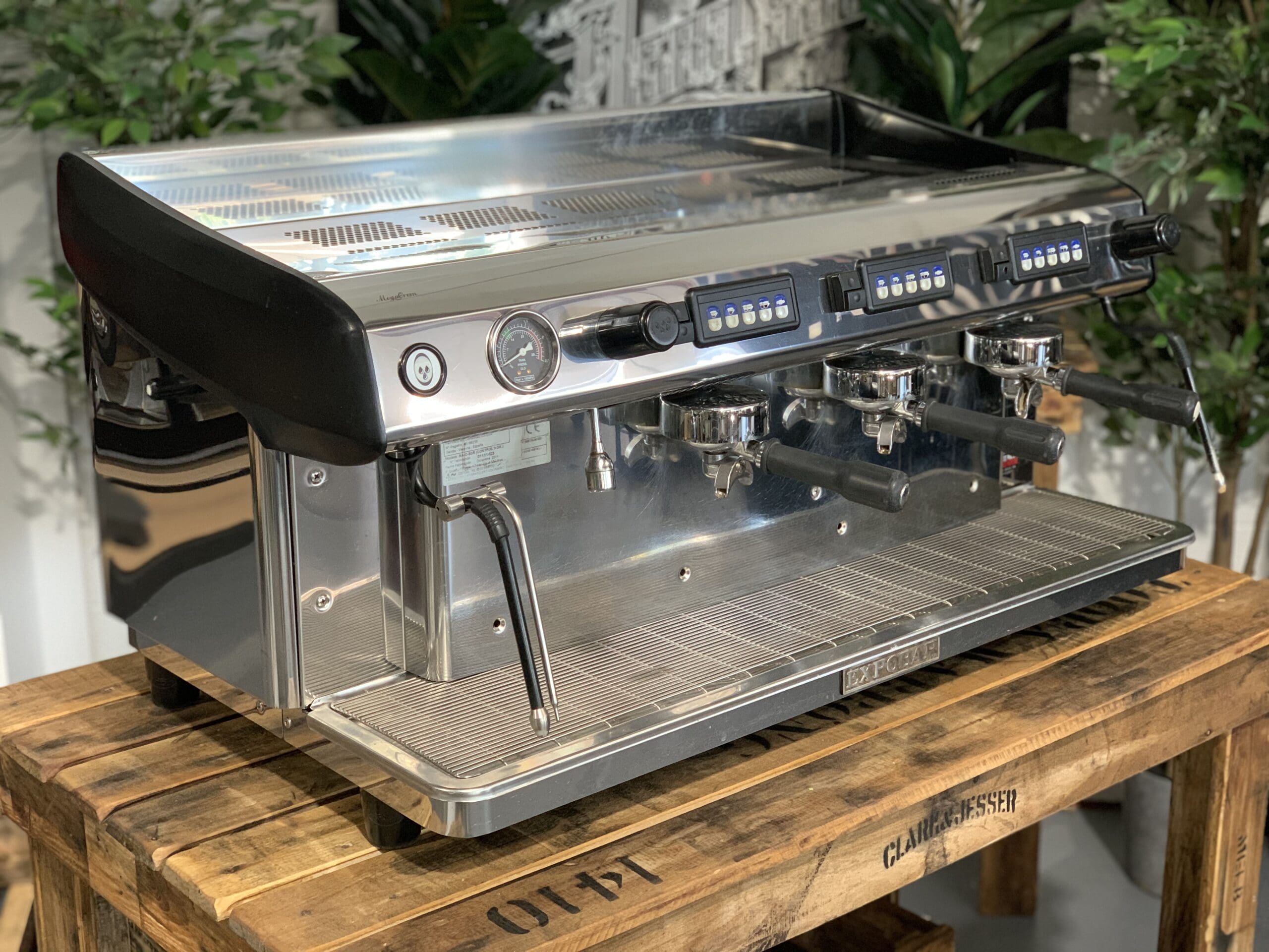 Expobar MegaCrem Auto Steam - 3 Group Commercial Espresso Machine - Stainless Steel