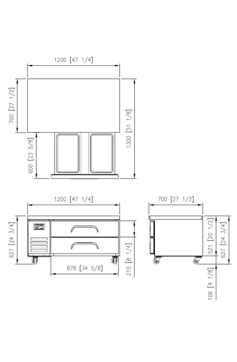 Fresh 2 Drawer Narrow Chef Base Fridge