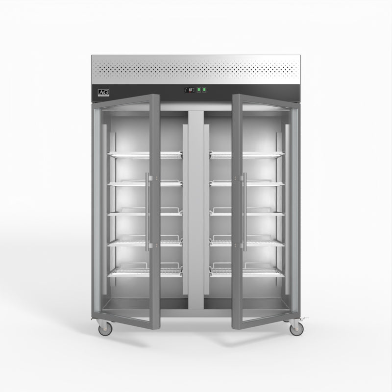 AG 1300 Litre Upright Double Glass Door Display Fridge