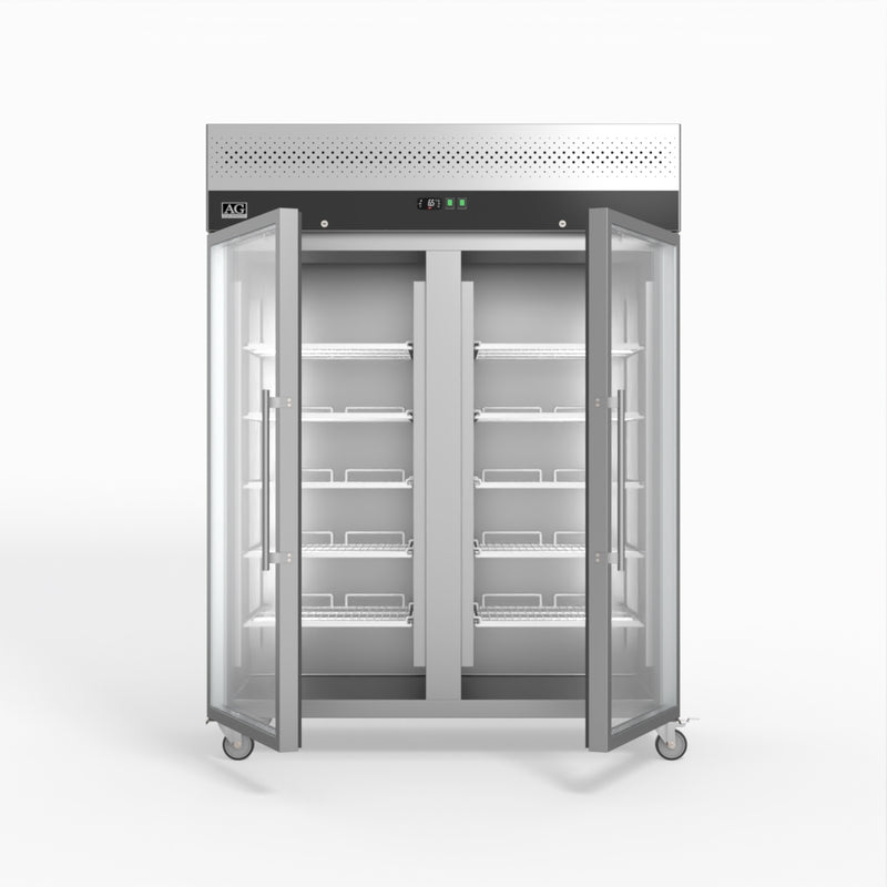 AG 1300 Litre Upright Double Glass Door Display Fridge