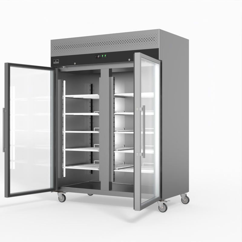 AG 1300 Litre Upright Double Glass Door Display Fridge