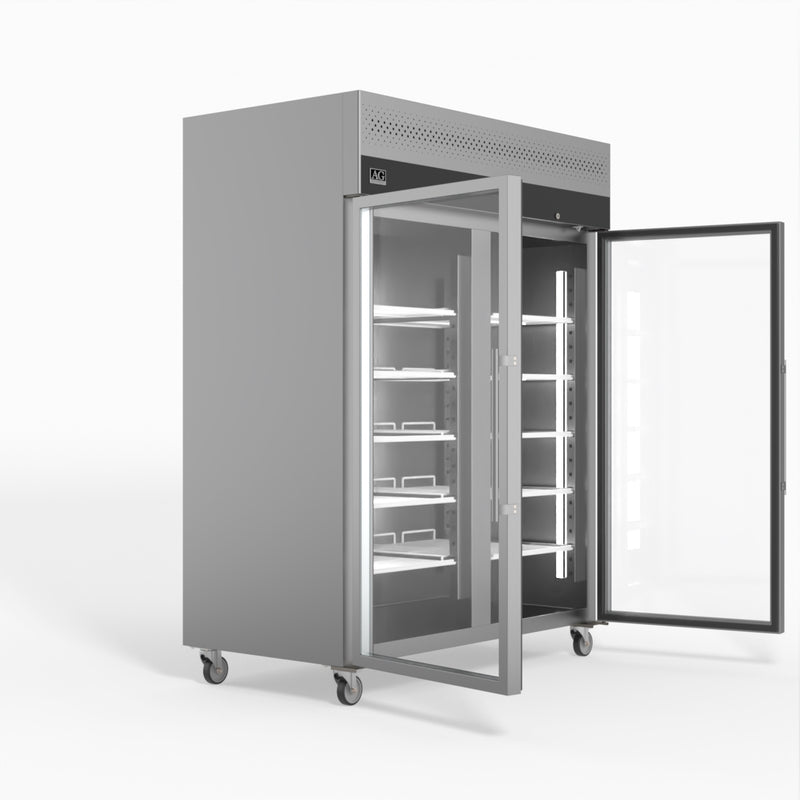 AG 1300 Litre Upright Double Glass Door Display Fridge