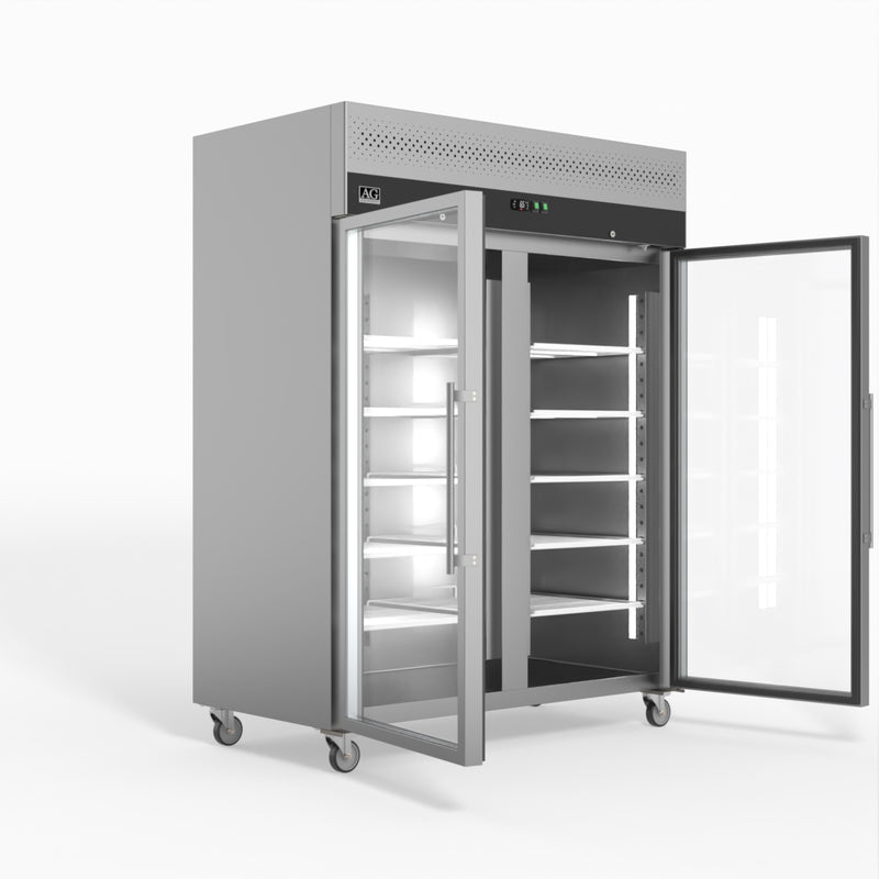 AG 1300 Litre Upright Double Glass Door Display Fridge