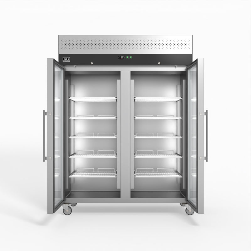 AG 1300 Litre Upright Double Glass Door Display Fridge