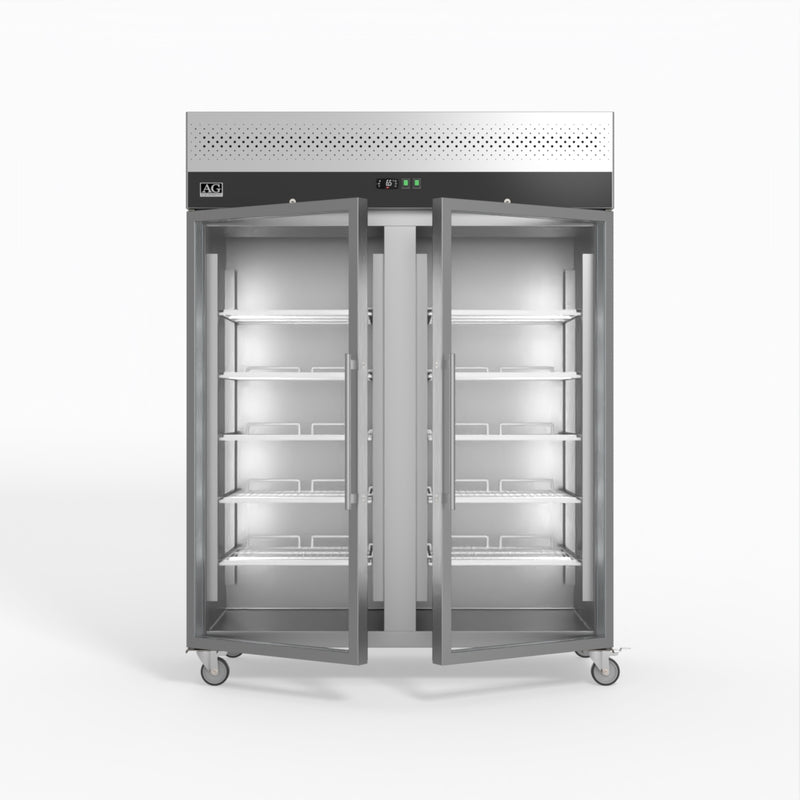 AG 1300 Litre Upright Double Glass Door Display Fridge