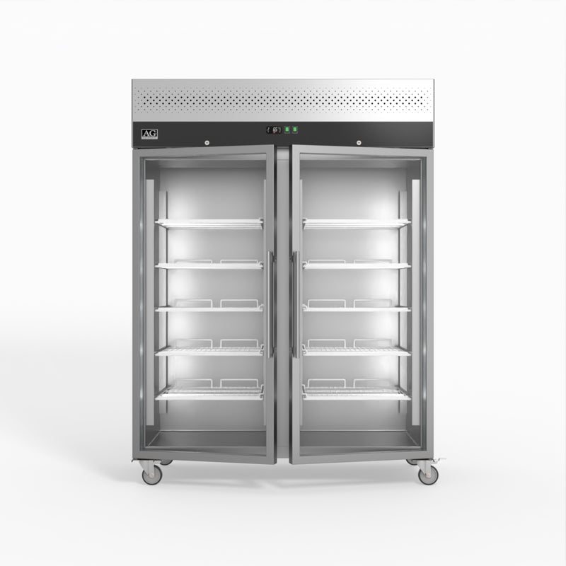 AG 1300 Litre Upright Double Glass Door Display Fridge