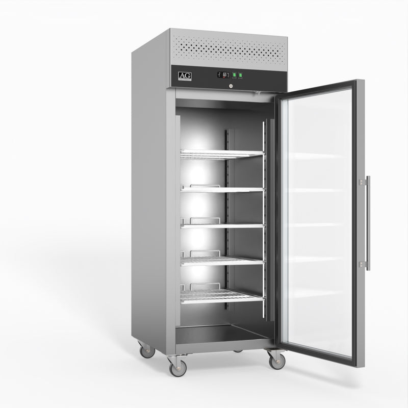 AG 650 Litre Upright Stainless Steel Glass Door Fridge