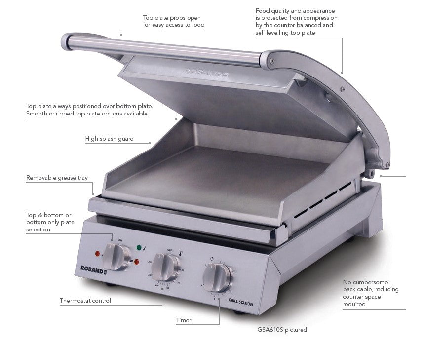 Roband Grill Station 6 slice, smooth plates