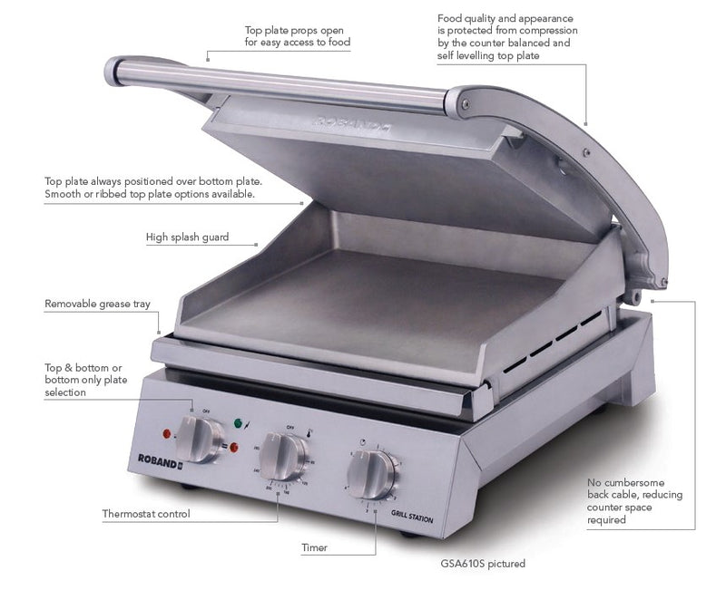 Roband Grill Station 6 slice, smooth plates