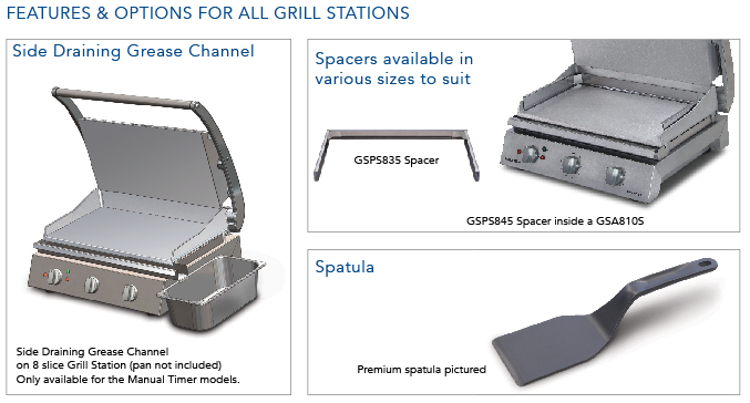 Roband Grill Station 8 slice, ribbed top plate