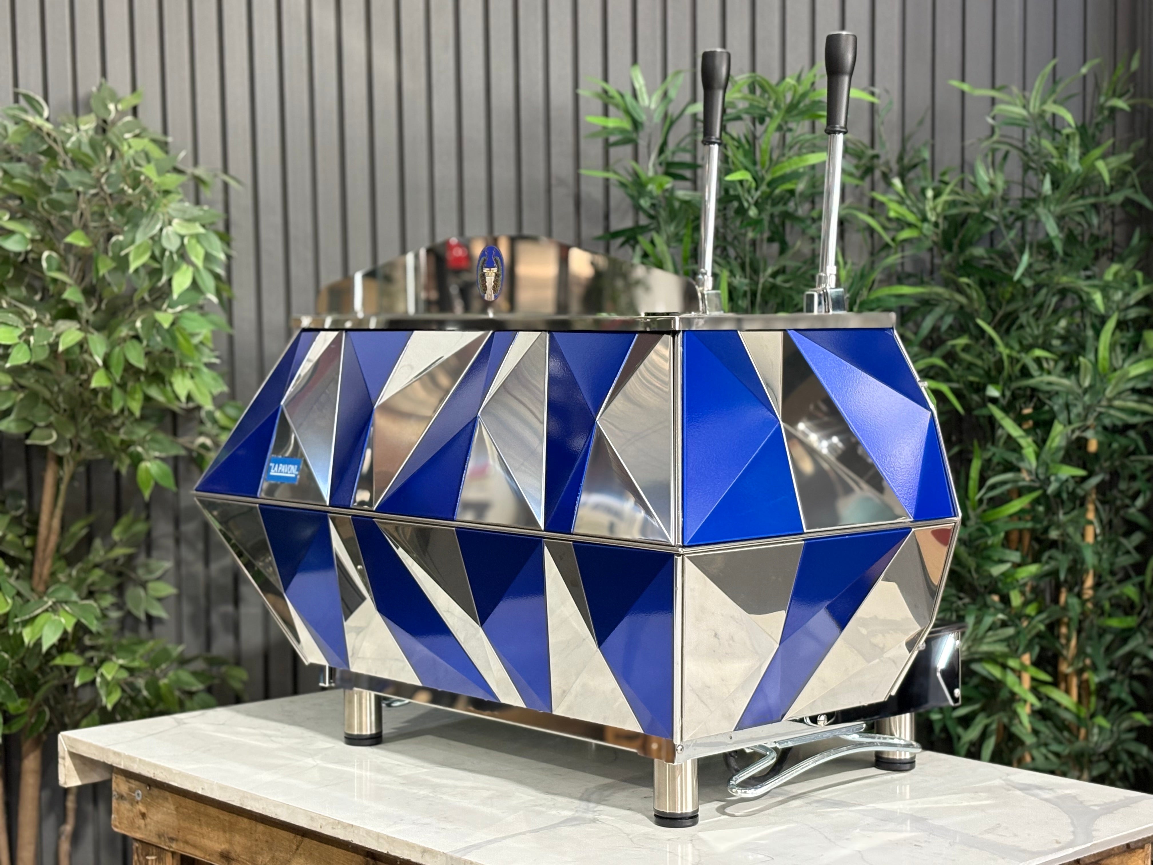 La Pavoni Diamante Lever Blue - 2 Group Commercial Espresso Machine - Chrome