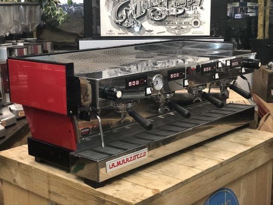 La Marzocco Linea with Chrono Touch Pads - 4 Group Commercial Espresso Machine - Red