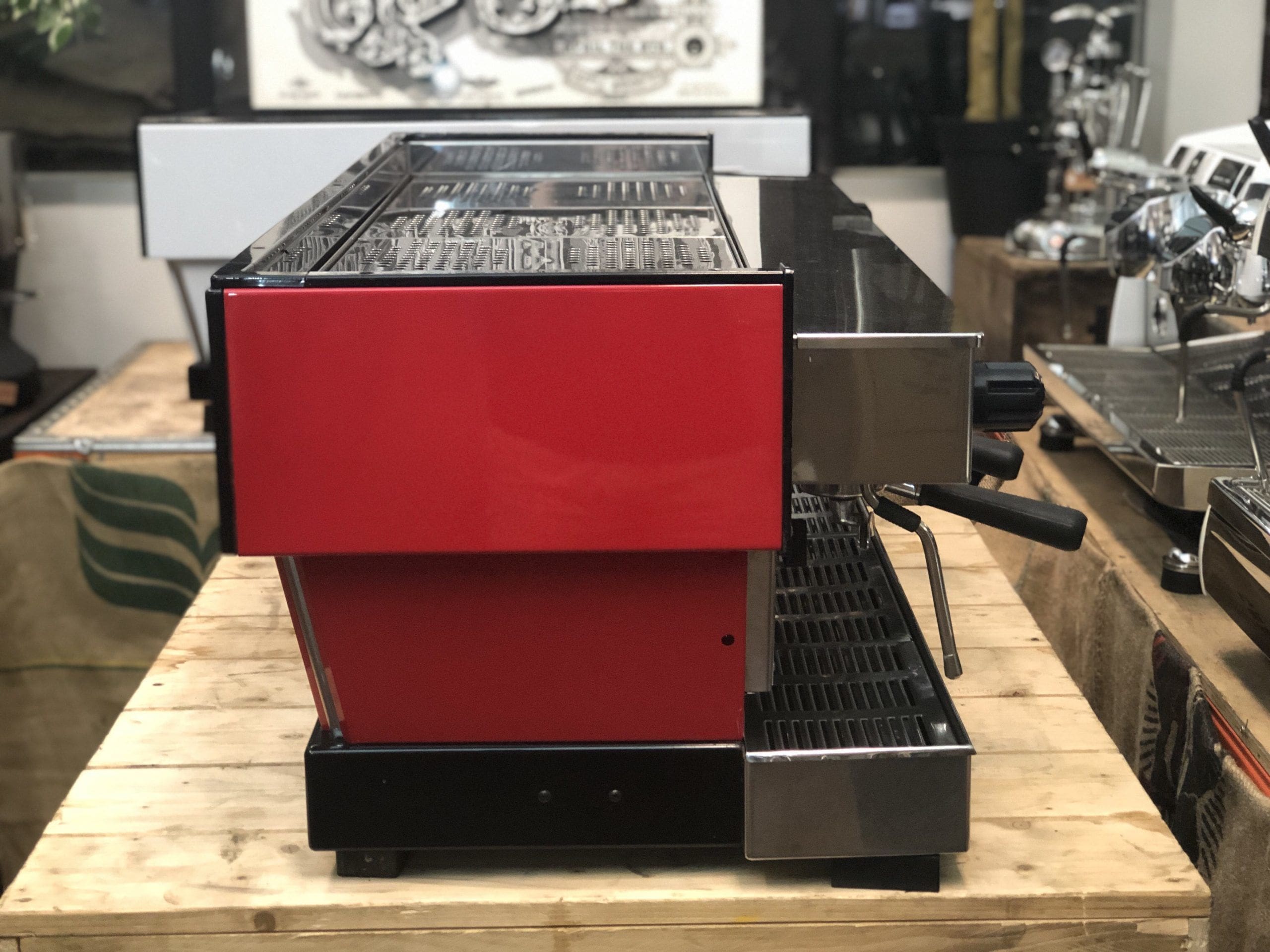 La Marzocco Linea with Chrono Touch Pads - 4 Group Commercial Espresso Machine - Red