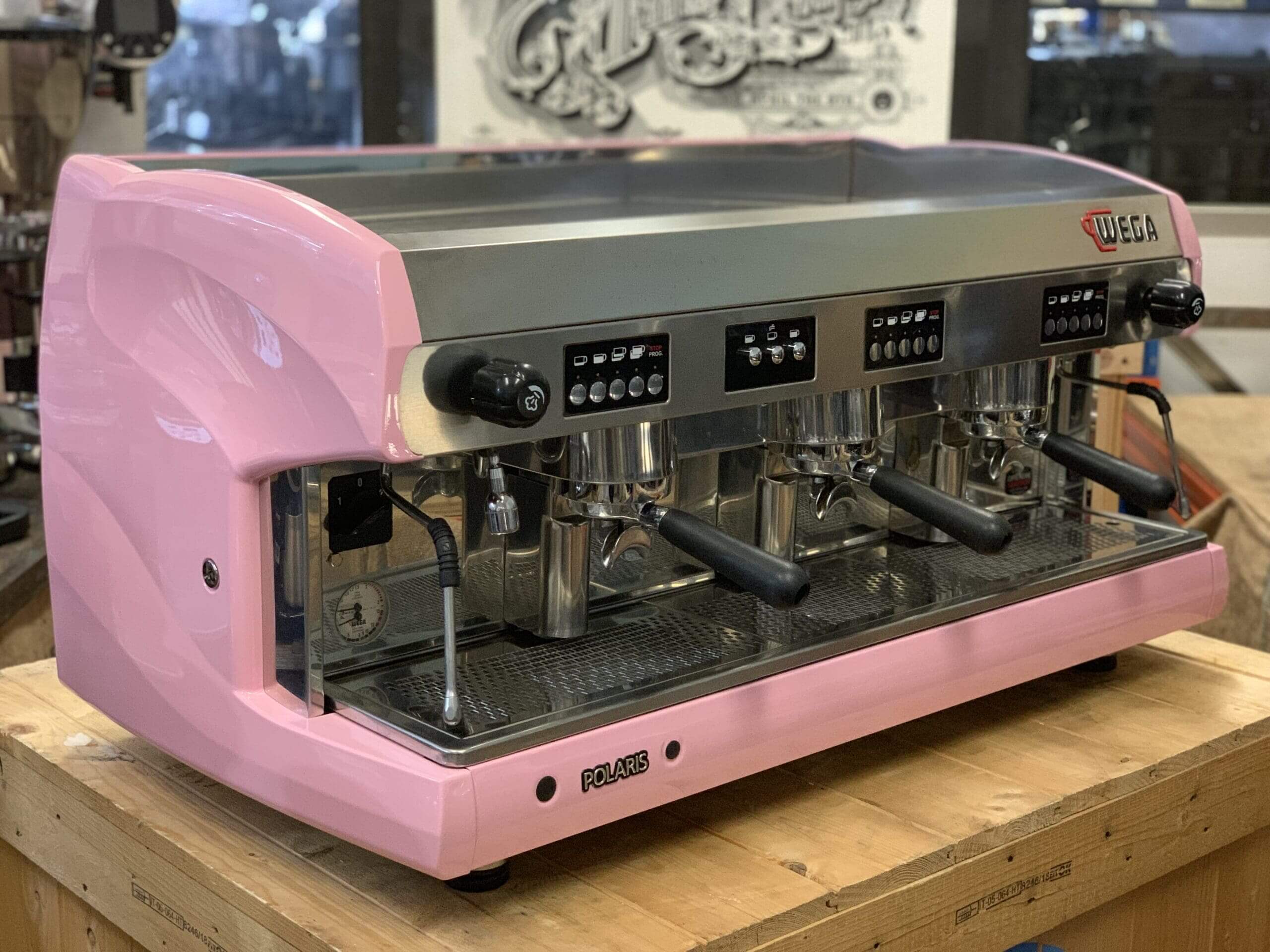 Wega Polaris Low Cup - 3 Group Commercial Espresso Machine - Pink