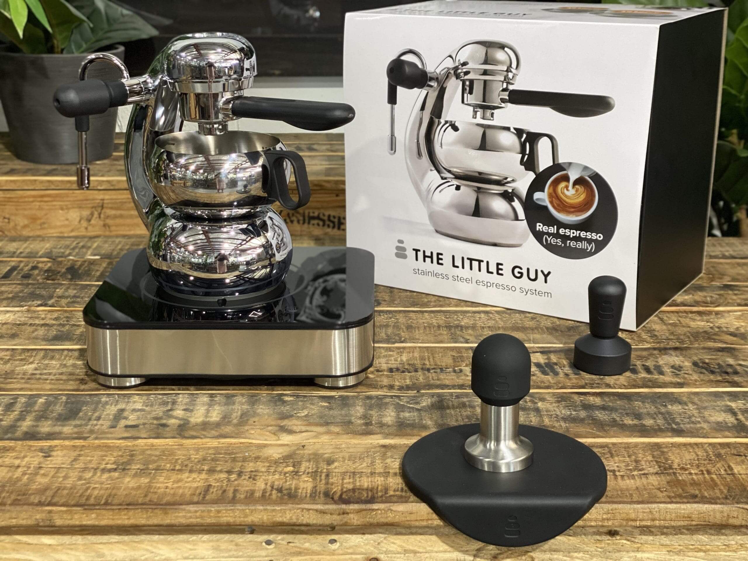 The Little Guy Stove Top With Tamper & Tamper Mat - Stainless