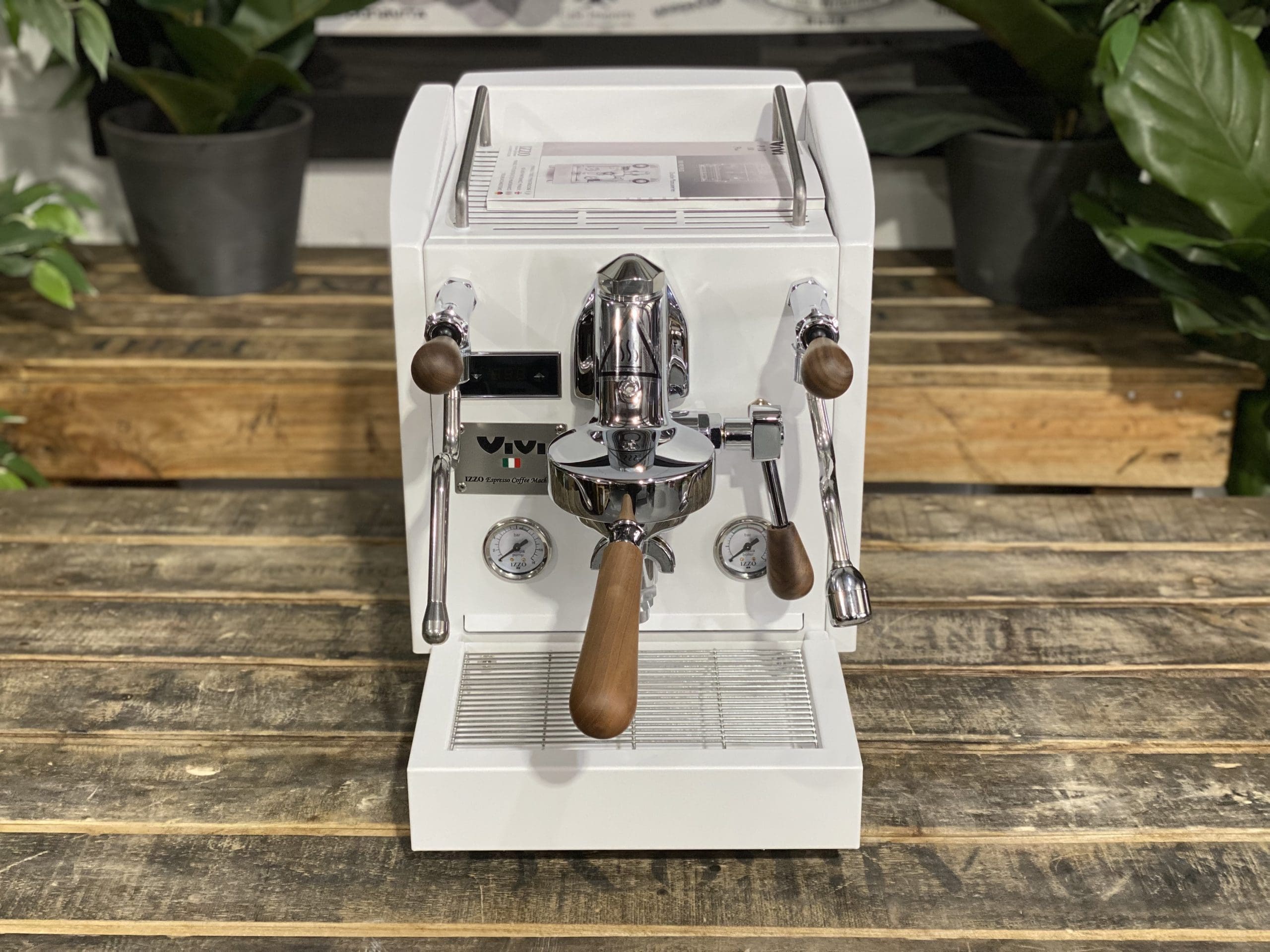 Izzo Vivi Duetto Dual Boiler White - 1 Group Commercial Espresso Machine - Timber