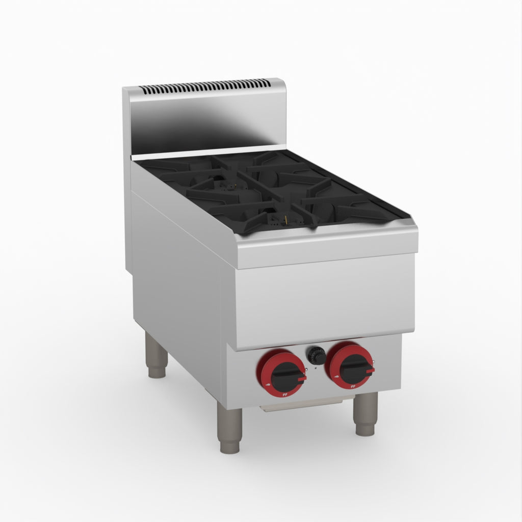 GasMax Benchtop Lpg 2 Burner Cooktop W/ Splashback JUS-TR-2BLPG