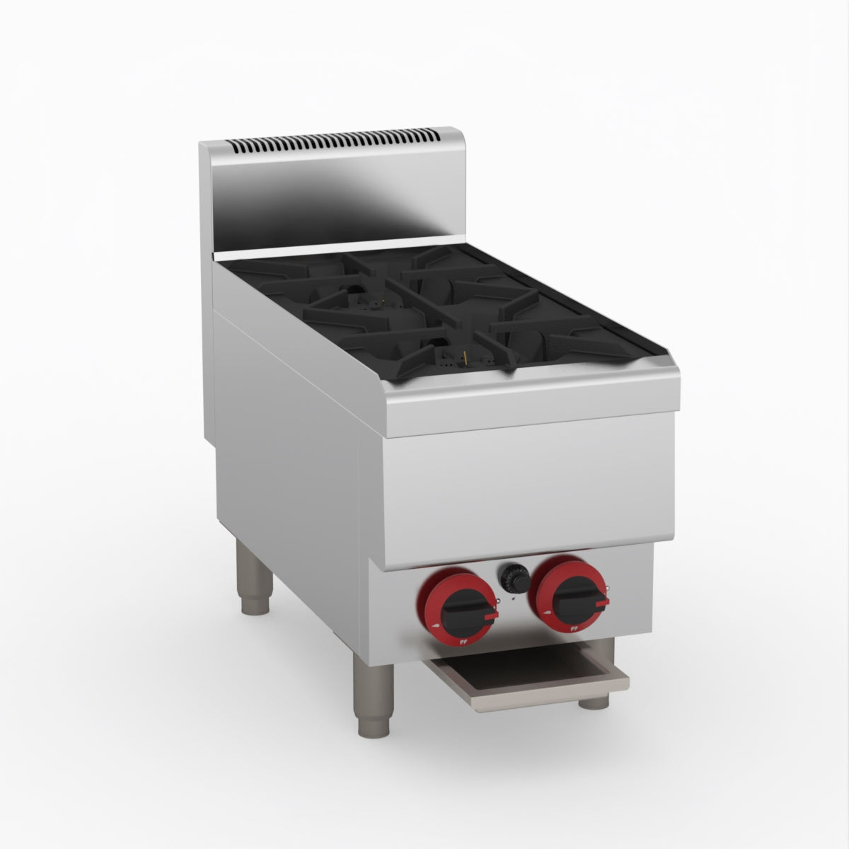 GasMax Benchtop Natural Gas 2 Burner Cooktop W/ Splashback JUS-TR-2B