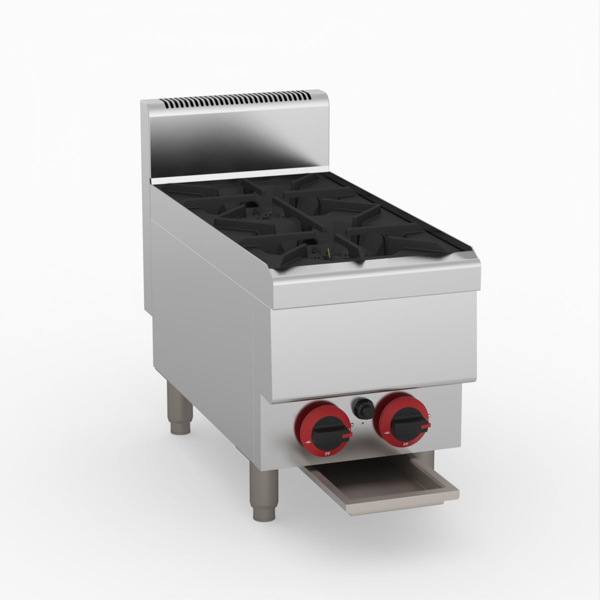 GasMax Benchtop Natural Gas 2 Burner Cooktop W/ Splashback JUS-TR-2B