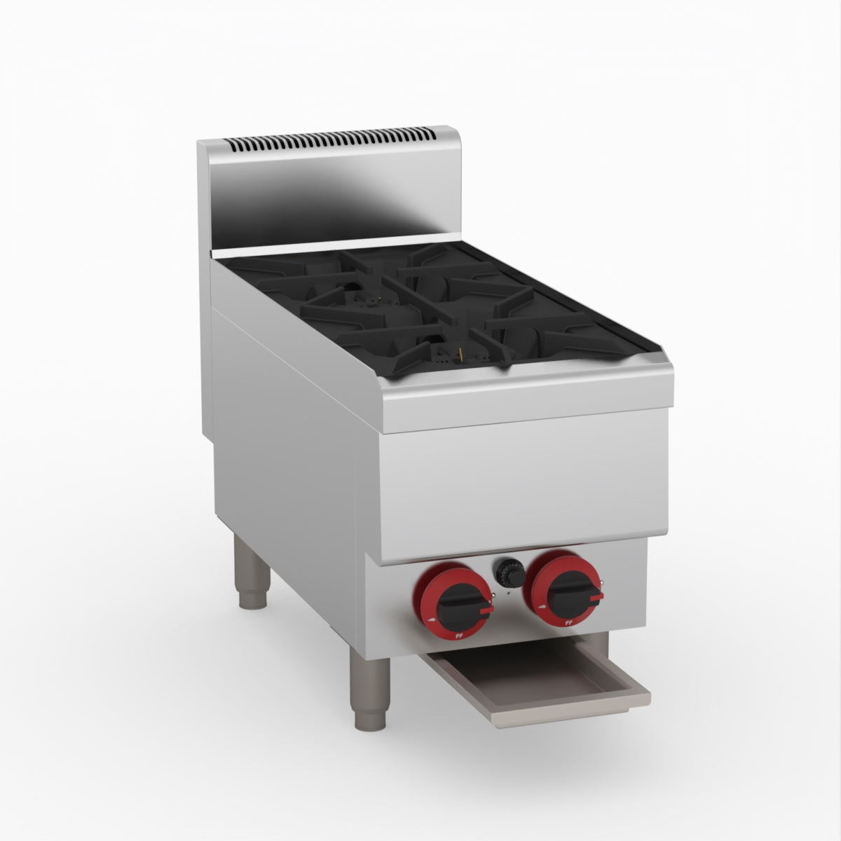 GasMax Benchtop Natural Gas 2 Burner Cooktop W/ Splashback JUS-TR-2B