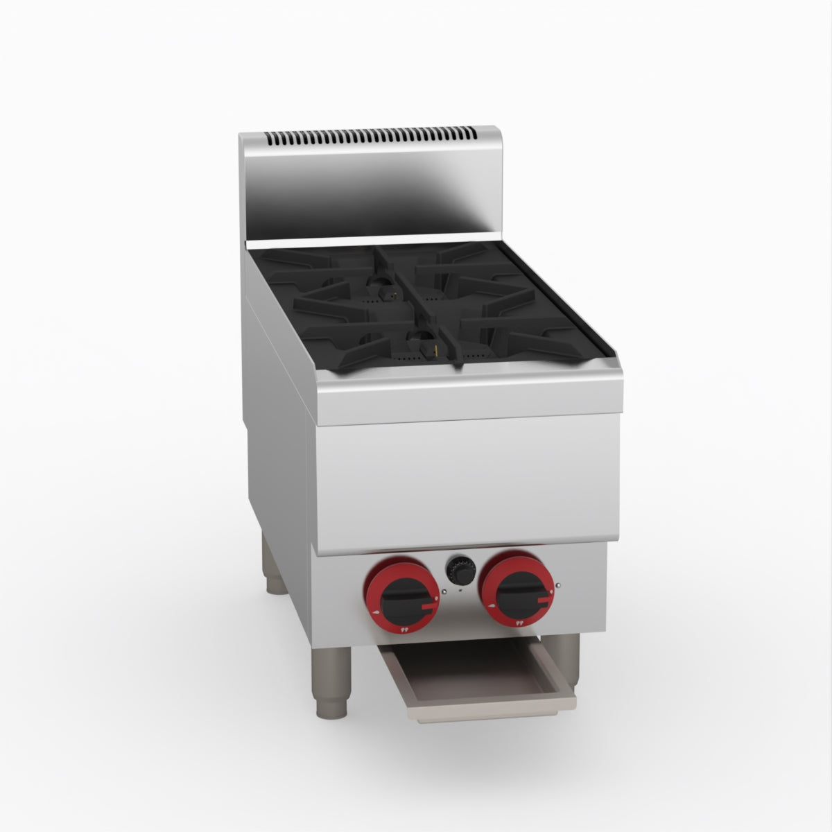 GasMax Benchtop Natural Gas 2 Burner Cooktop W/ Splashback JUS-TR-2B