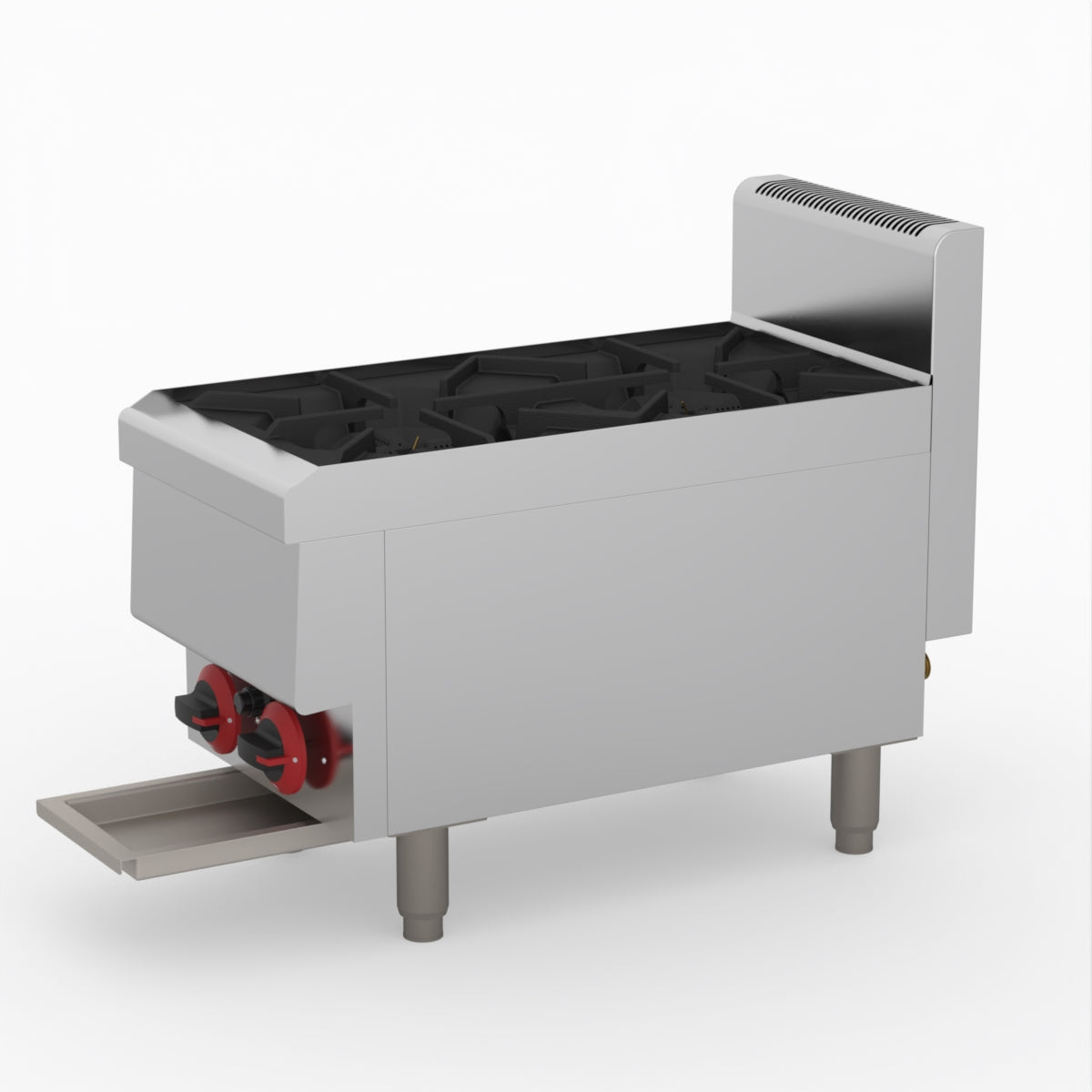 GasMax Benchtop Natural Gas 2 Burner Cooktop W/ Splashback JUS-TR-2B