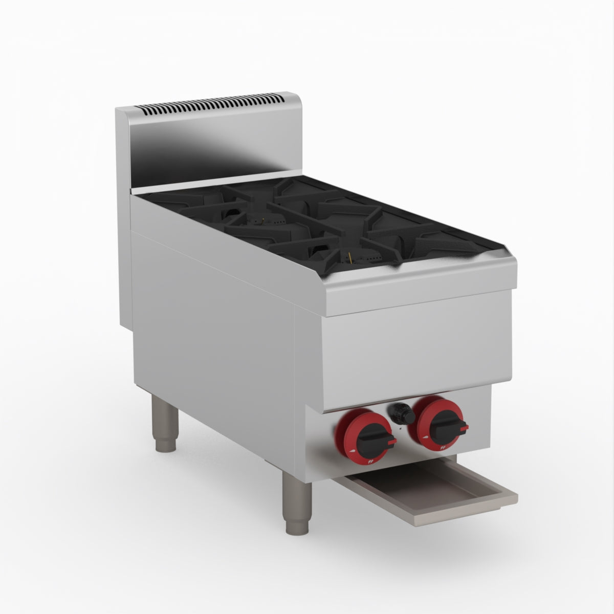 GasMax Benchtop Natural Gas 2 Burner Cooktop W/ Splashback JUS-TR-2B