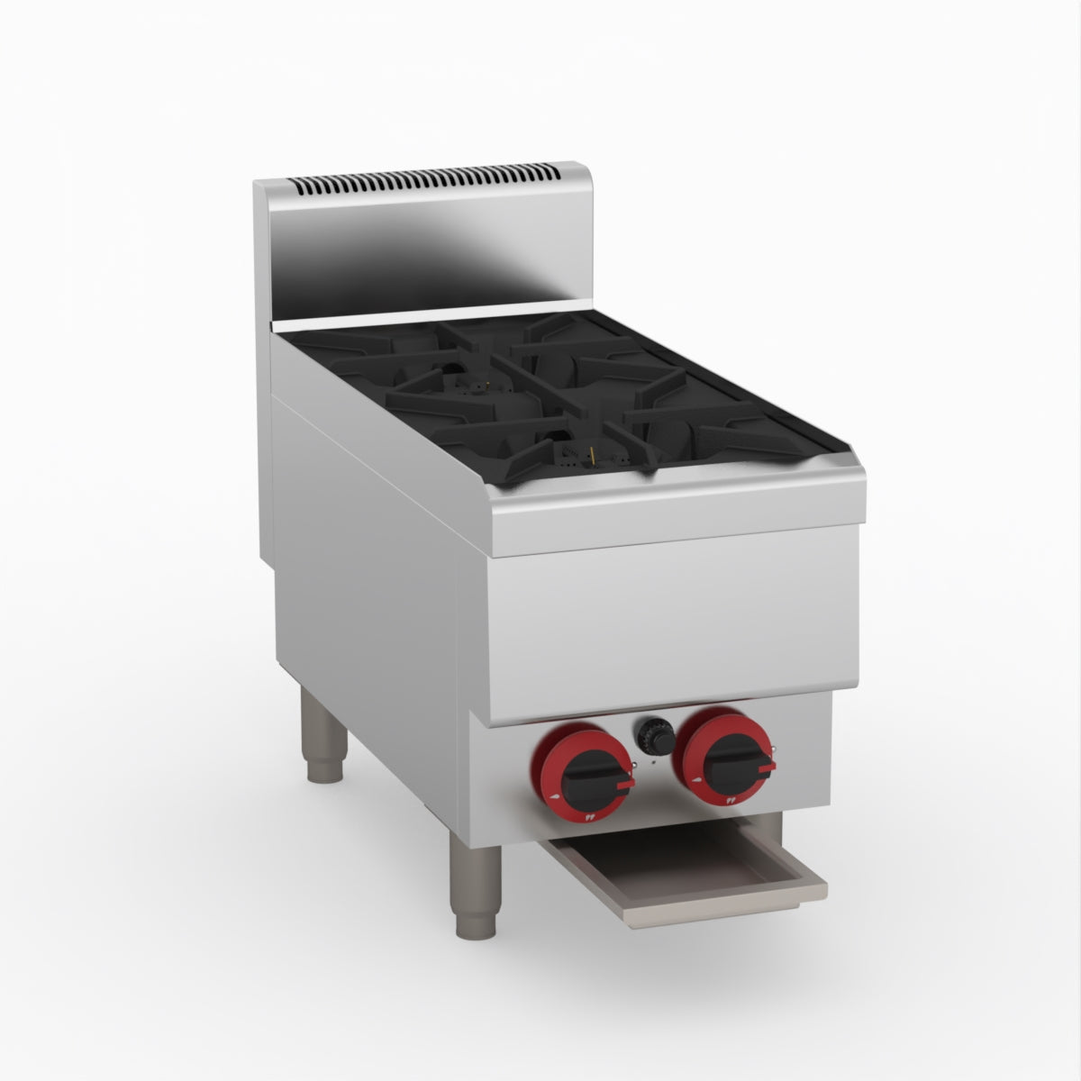 GasMax Benchtop Natural Gas 2 Burner Cooktop W/ Splashback JUS-TR-2B