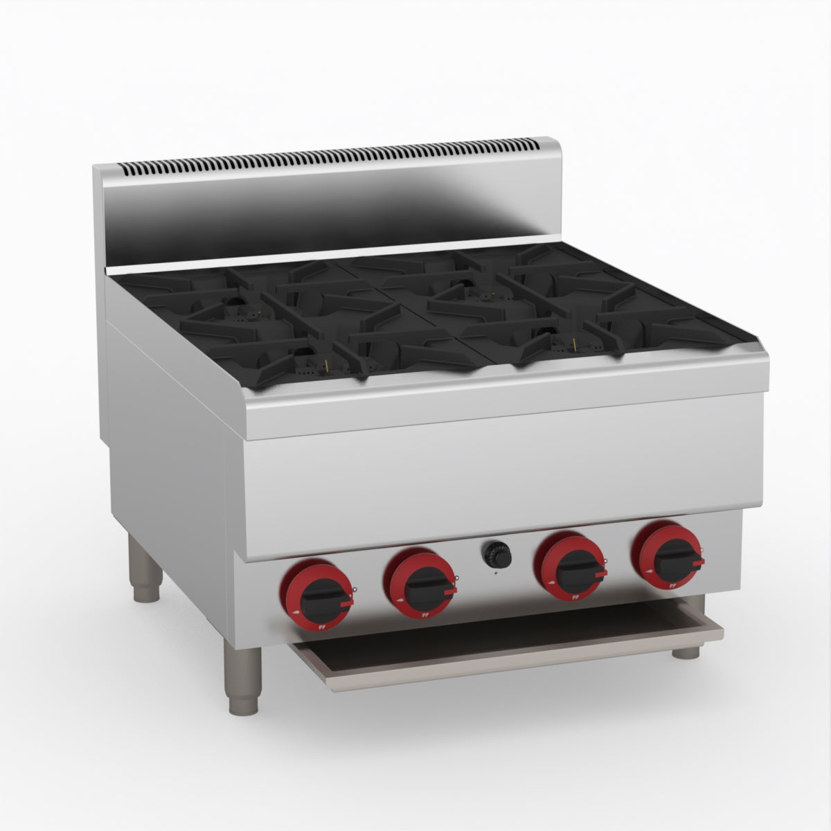 GasMax Benchtop Natural Gas 4 Burner Cooktop W/ Splashback JUS-TR-4B