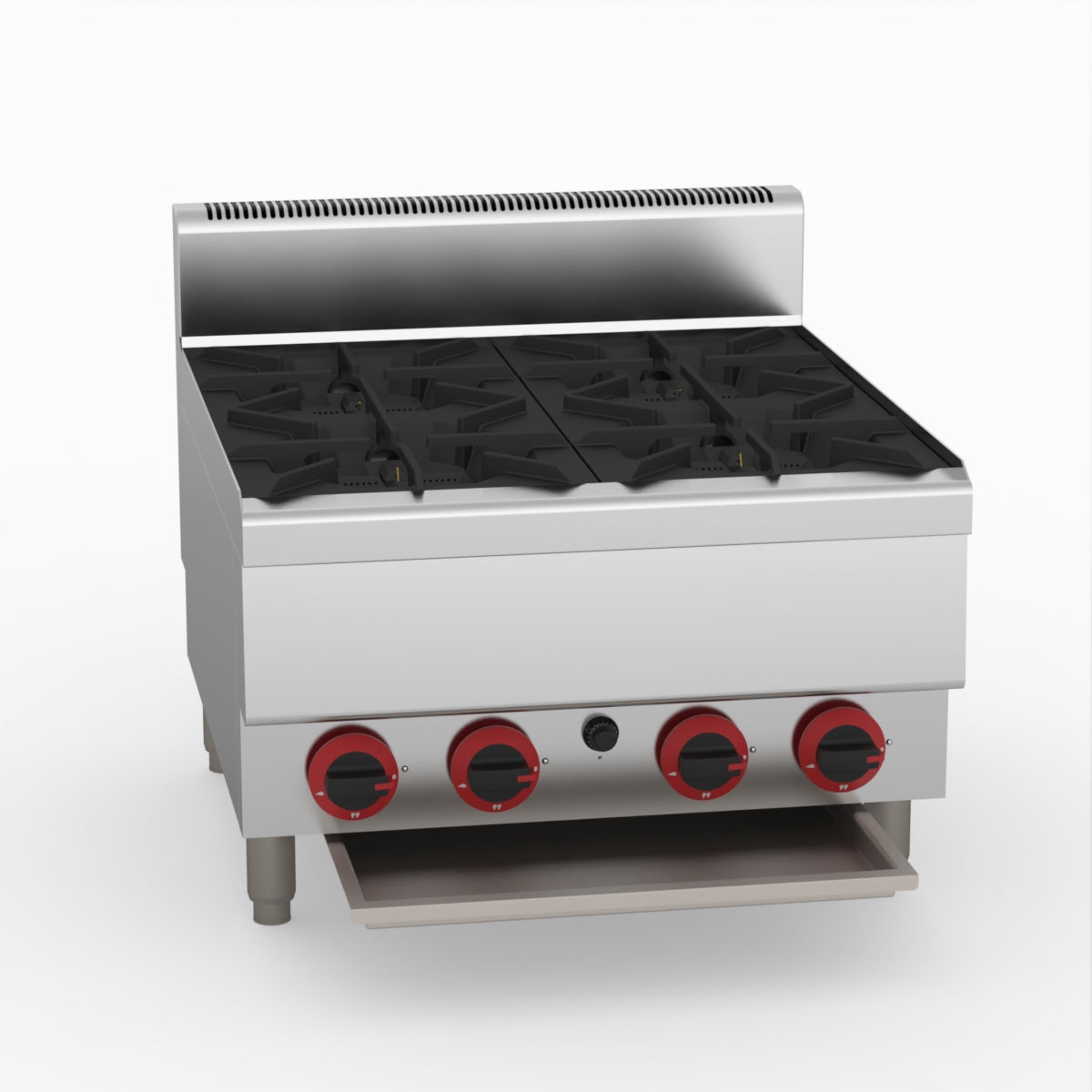 GasMax Benchtop Natural Gas 4 Burner Cooktop W/ Splashback JUS-TR-4B