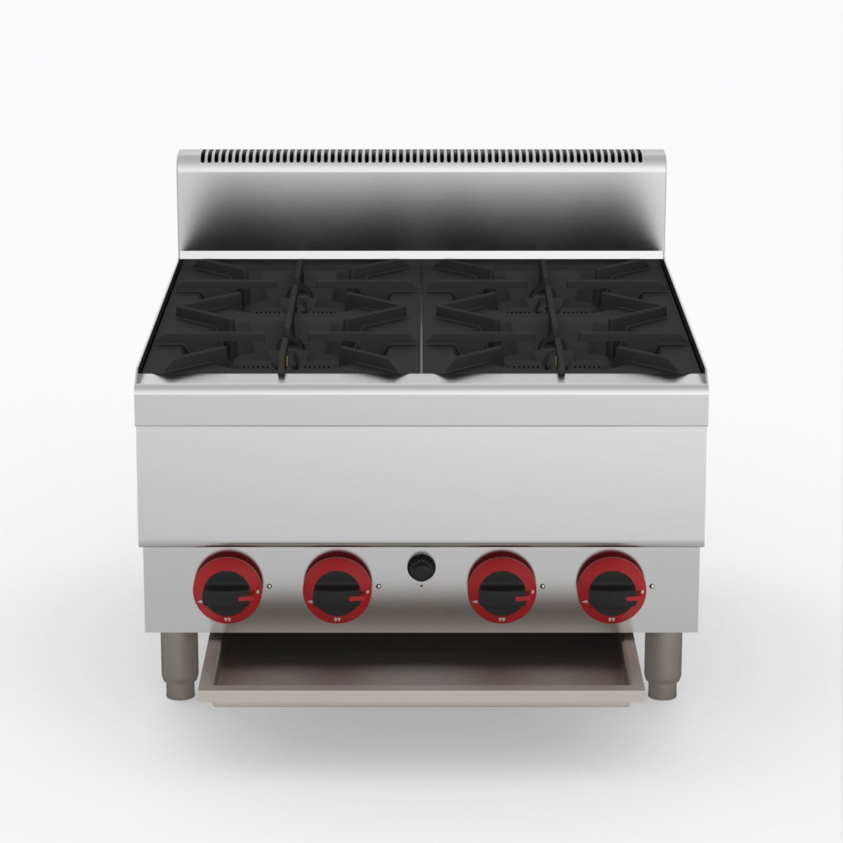 GasMax Benchtop Natural Gas 4 Burner Cooktop W/ Splashback JUS-TR-4B