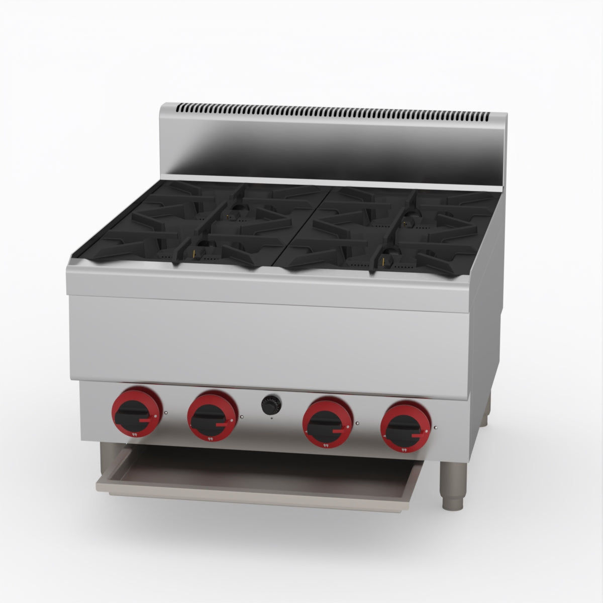 GasMax Benchtop Lpg 4 Burner Cooktop W/ Splashback JUS-TR-4BLPG