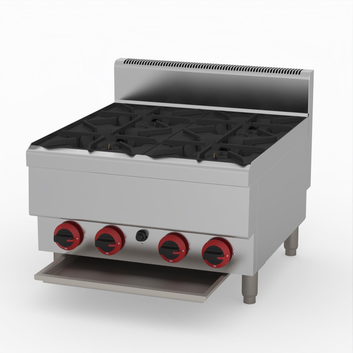 GasMax Benchtop Natural Gas 4 Burner Cooktop W/ Splashback JUS-TR-4B