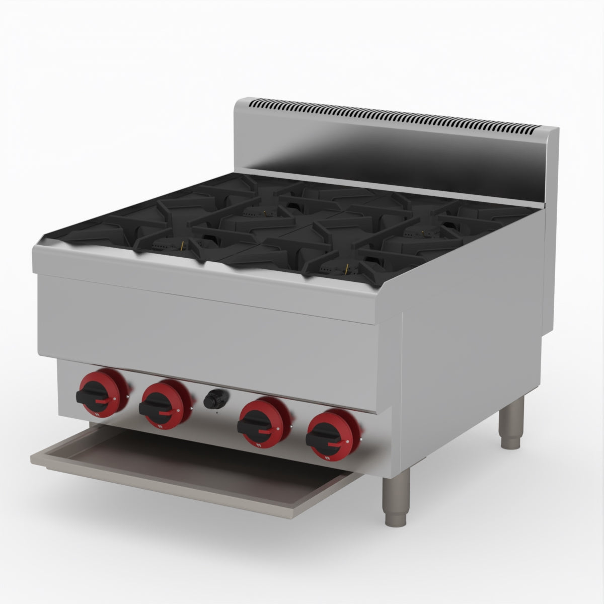 GasMax Benchtop Lpg 4 Burner Cooktop W/ Splashback JUS-TR-4BLPG