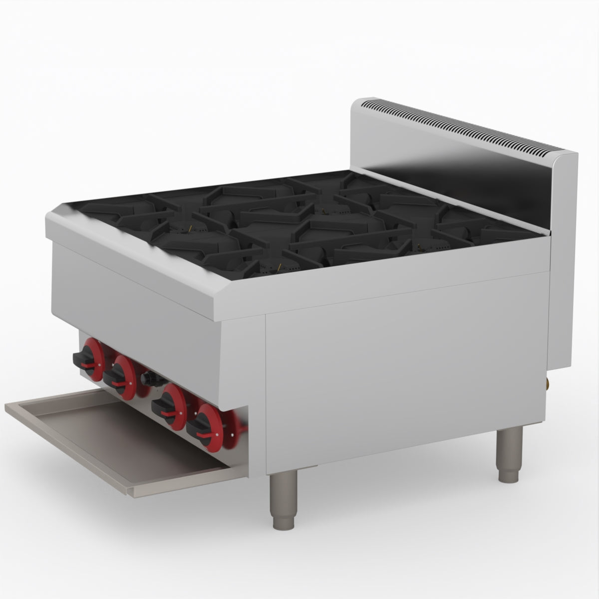 GasMax Benchtop Natural Gas 4 Burner Cooktop W/ Splashback JUS-TR-4B