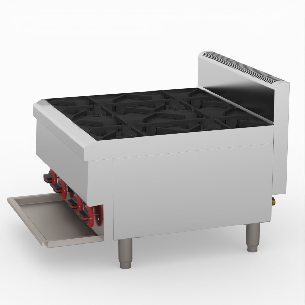 GasMax Benchtop Natural Gas 4 Burner Cooktop W/ Splashback JUS-TR-4B