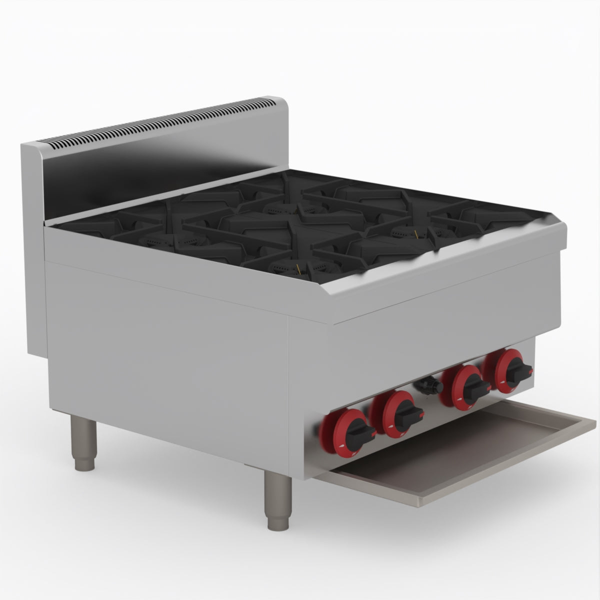 GasMax Benchtop Natural Gas 4 Burner Cooktop W/ Splashback JUS-TR-4B