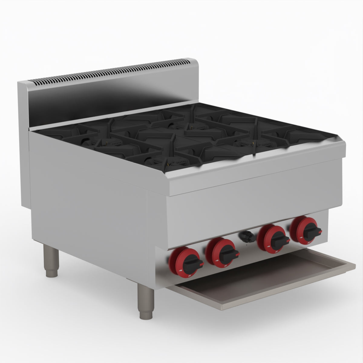 GasMax Benchtop Lpg 4 Burner Cooktop W/ Splashback JUS-TR-4BLPG