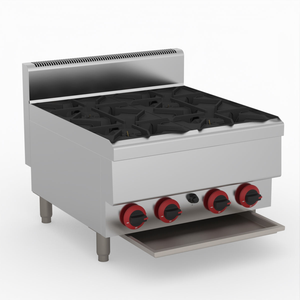 GasMax Benchtop Lpg 4 Burner Cooktop W/ Splashback JUS-TR-4BLPG