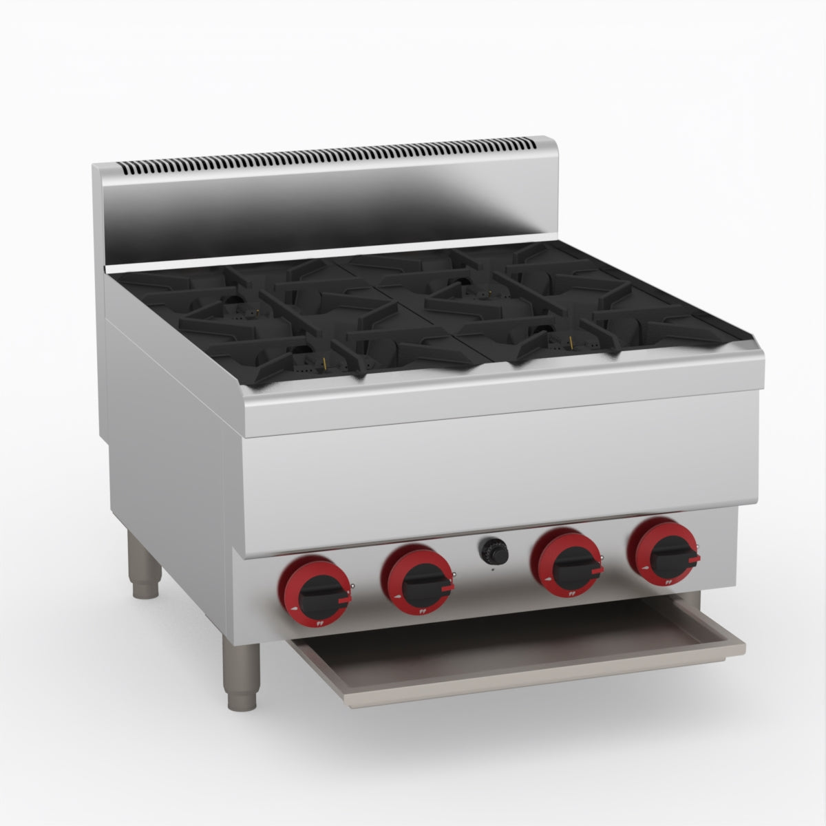 GasMax Benchtop Lpg 4 Burner Cooktop W/ Splashback JUS-TR-4BLPG