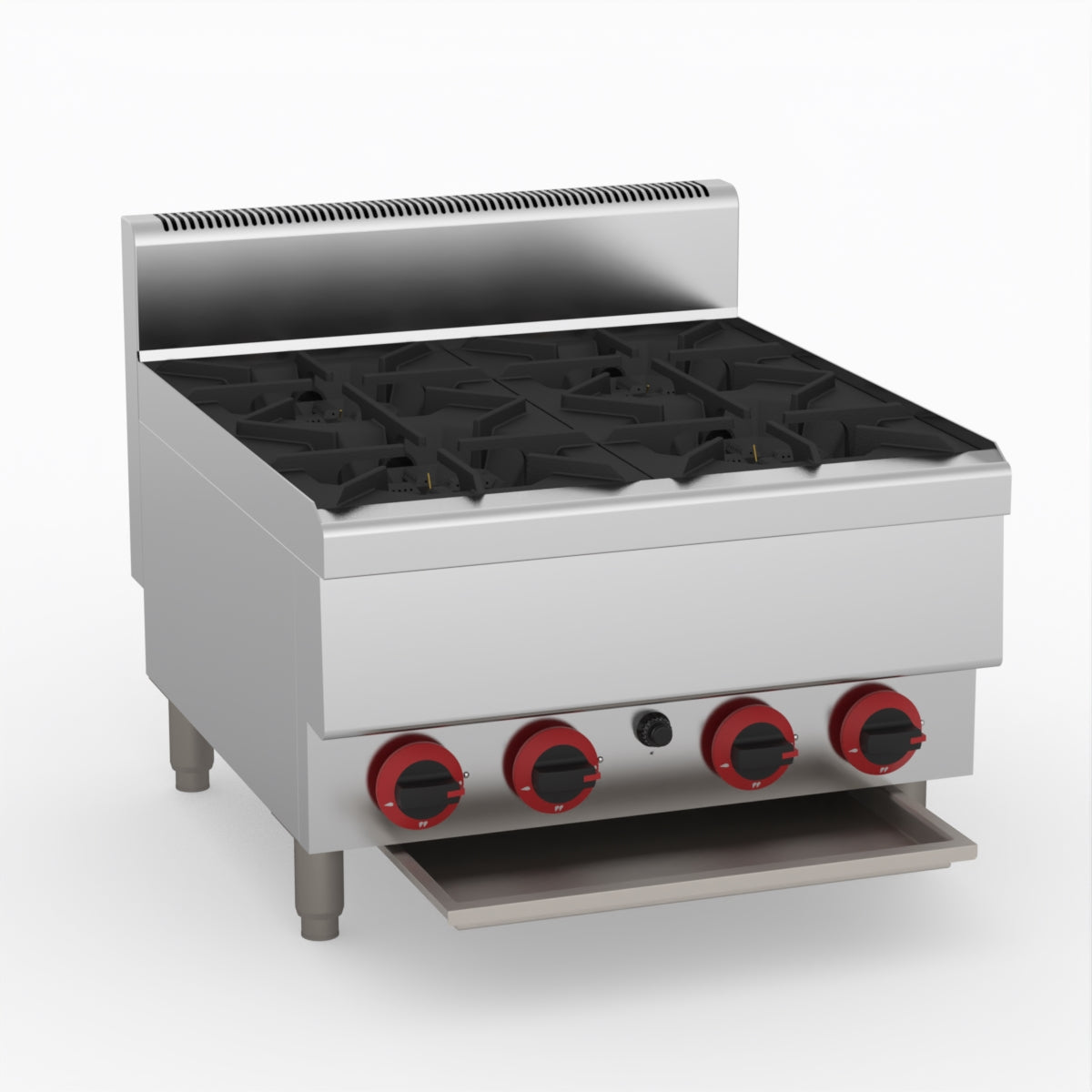 GasMax Benchtop Lpg 4 Burner Cooktop W/ Splashback JUS-TR-4BLPG