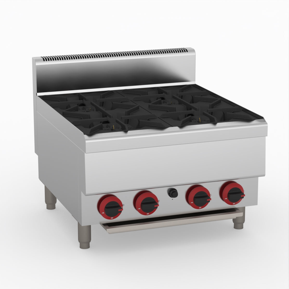 GasMax Benchtop Natural Gas 4 Burner Cooktop W/ Splashback JUS-TR-4B